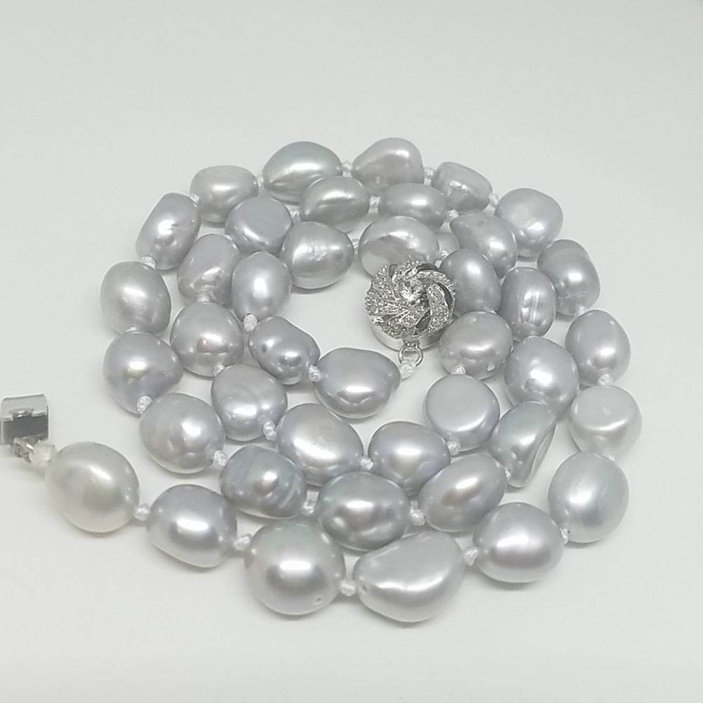 9-10mm Natural Gray Baroque Pearls
